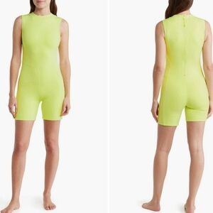 Good American | Key Lime Yellow Green Sleeveless Scuba One Piece Scuba Swimsuit